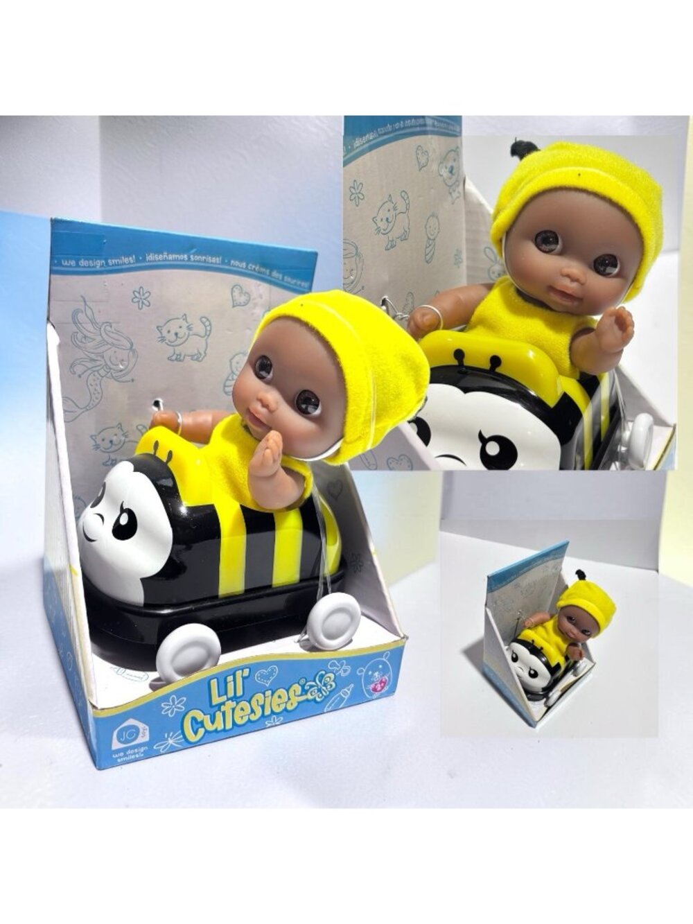 JC Toys Lil' Cutesies 5” Bumblebee AA Baby Doll With Car Toy Buggy. NEW! RARE!